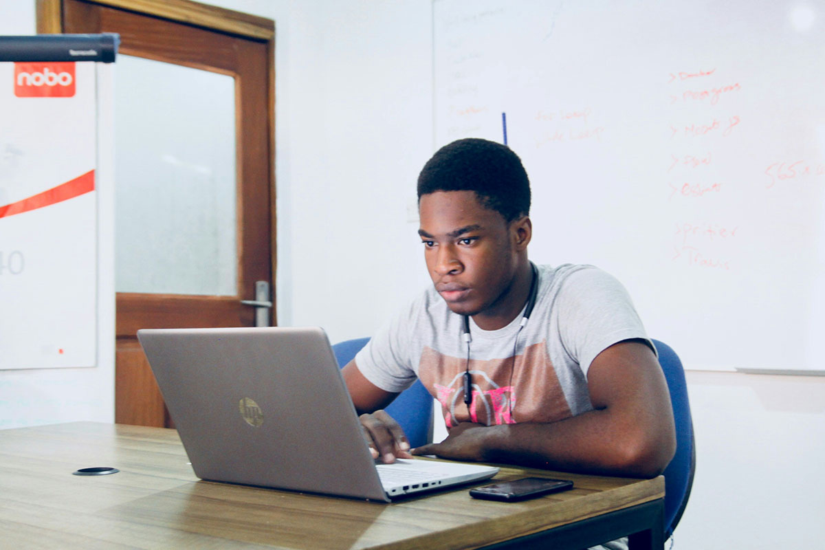 Young man with a computer